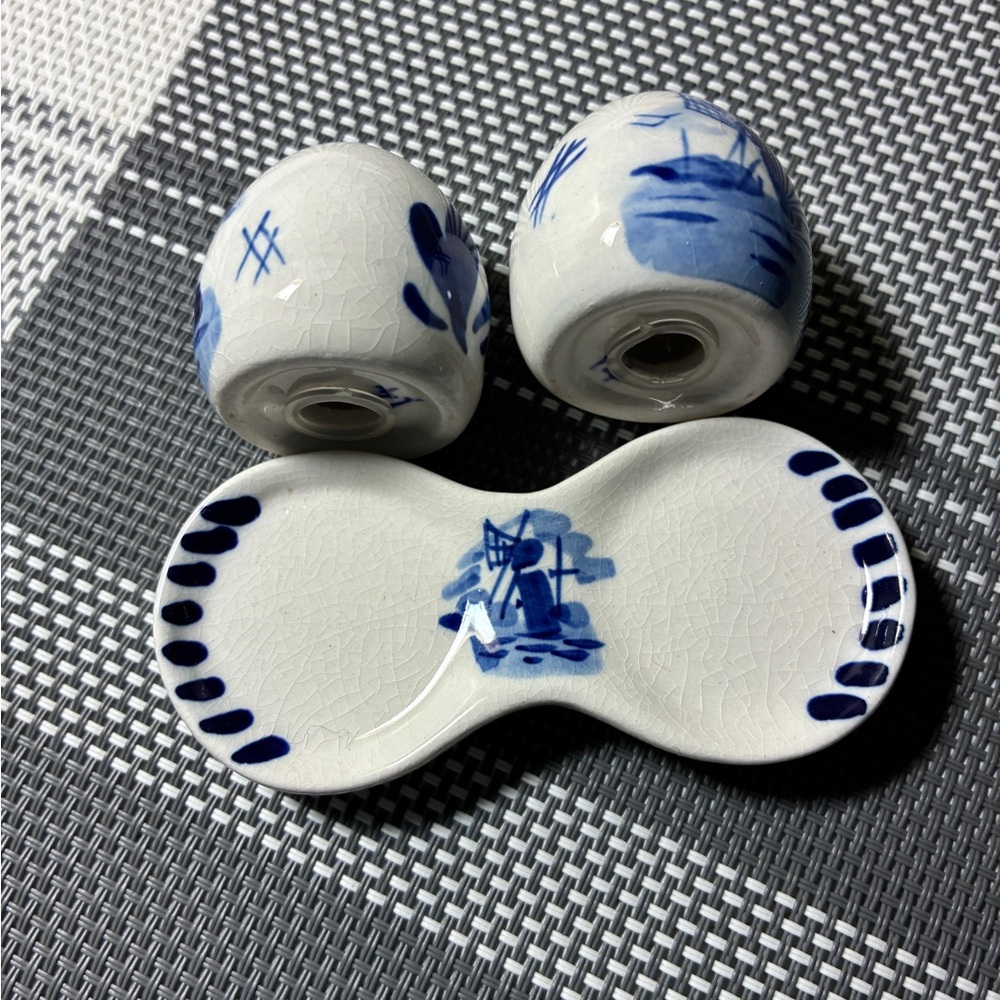 Blue and White Ceramic Windmill Art Set & salt & pepper set - Picture 3 of 8